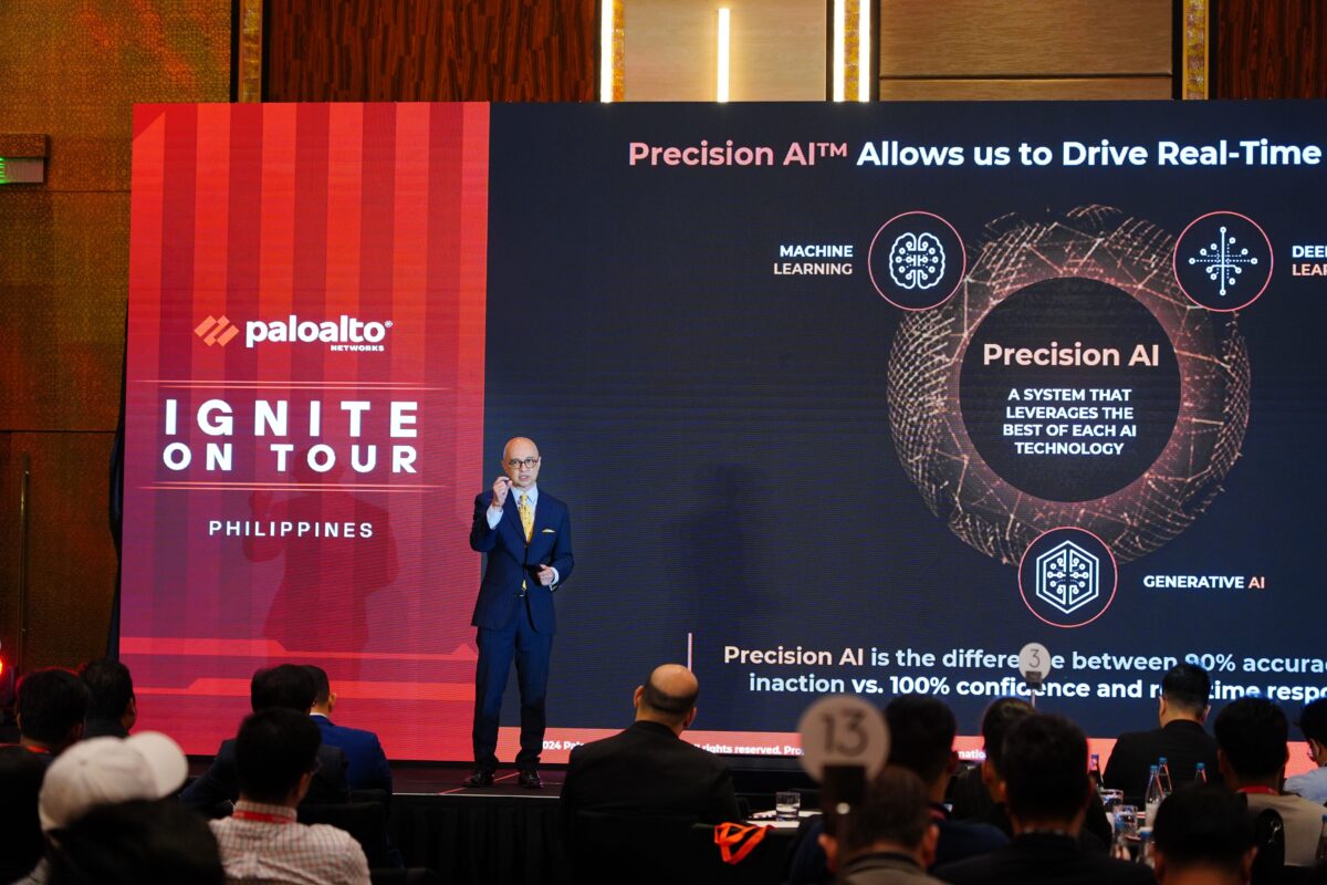 Steven Scheurmann, Regional Vice President for ASEAN at Palo Alto Networks, delivers his keynote speech about Cybersecurity in the Age of AI