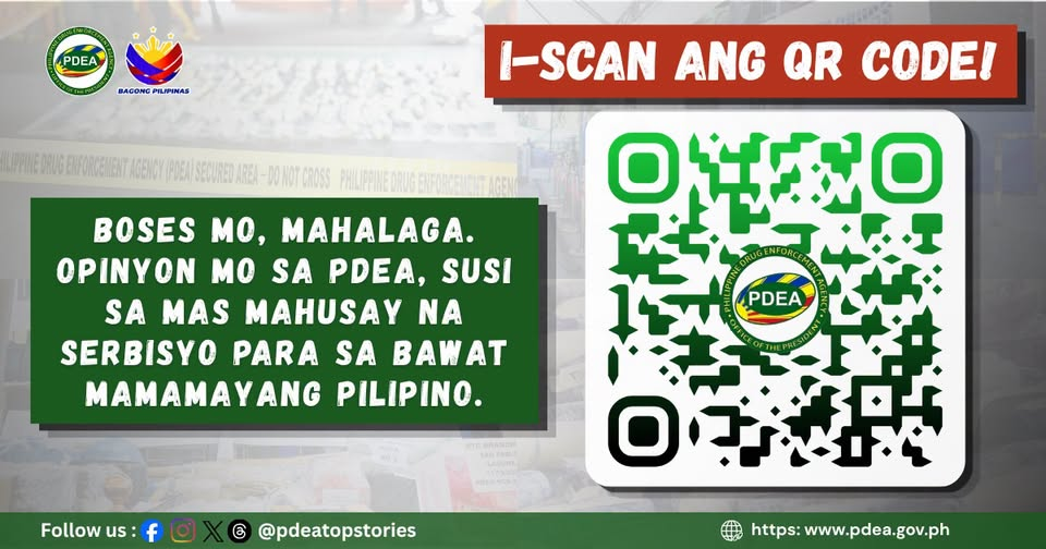 PDEA Urges Public to Speak Up, Help Improve Government Services Through QR Code Feedback
