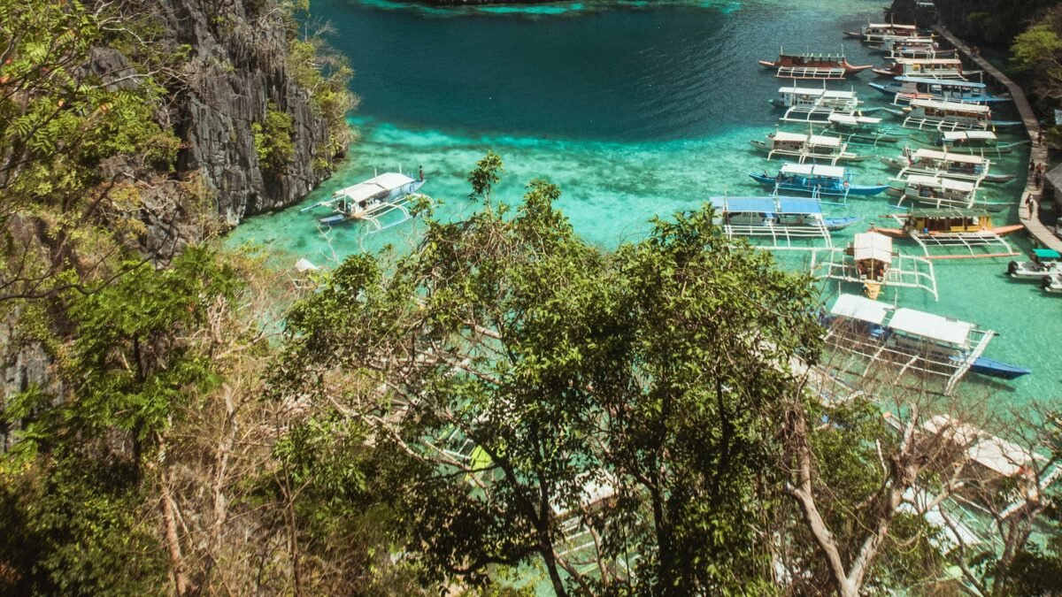 View over the water near Kayangan Lake in Coron, Palawan, Philippines
